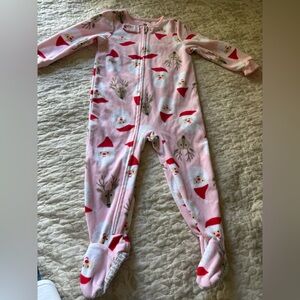 Carter's Pink Santa and Reindeer Footie